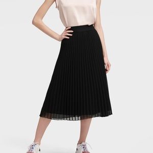 Black Pleated Midi Skirt